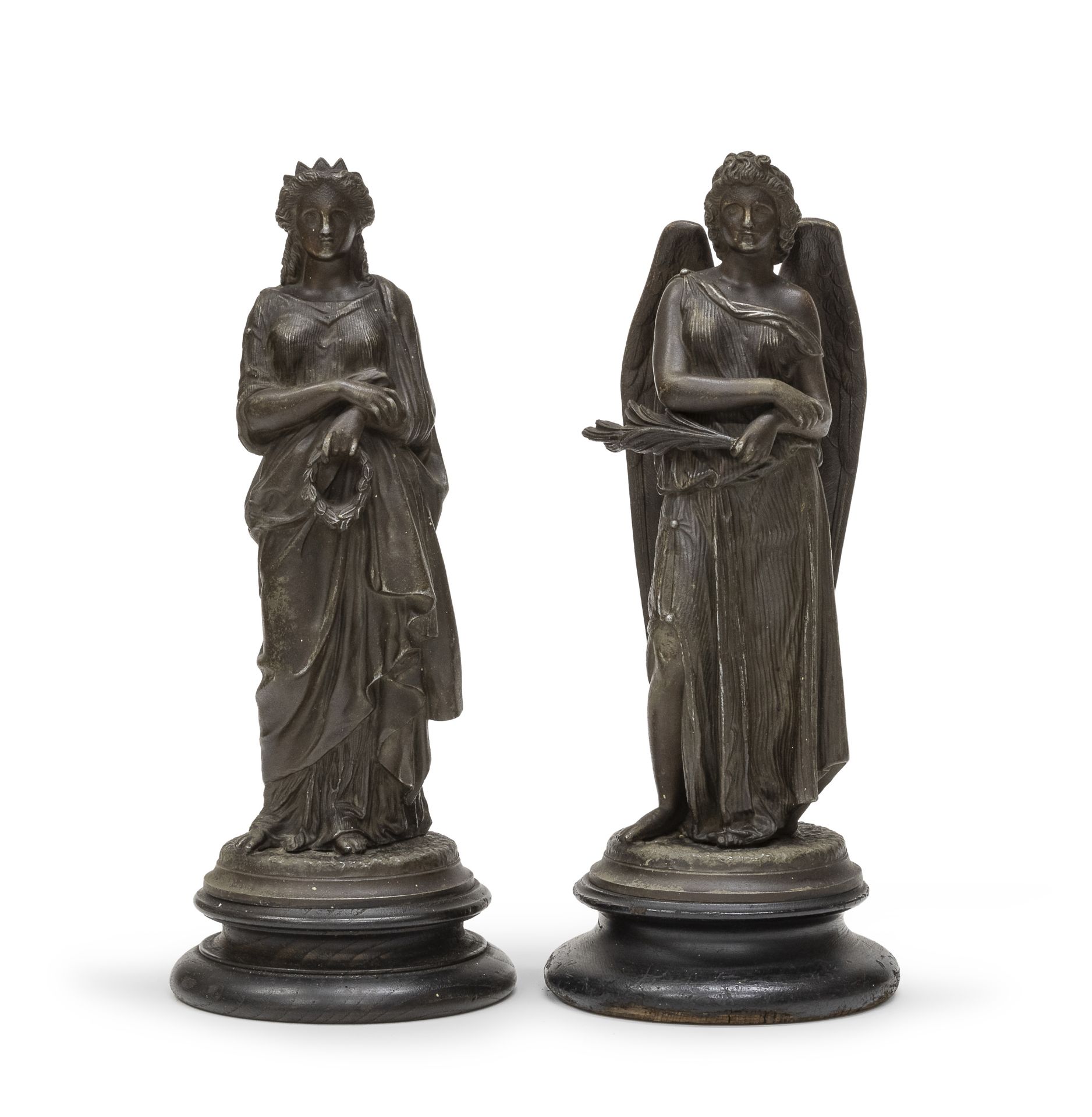 PAIR OF BURNISHED METAL SCULPTURES 19TH CENTURY