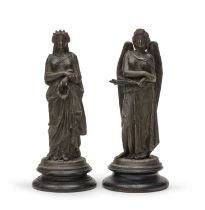 PAIR OF BURNISHED METAL SCULPTURES 19TH CENTURY