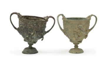 TWO BRONZE CUPS 19TH CENTURY