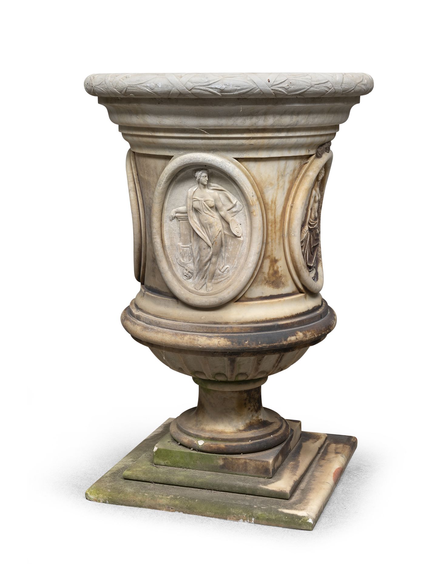 MEDICI VASE IN WHITE MARBLE NEOCLASSIC STYLE EARLY 20TH CENTURY