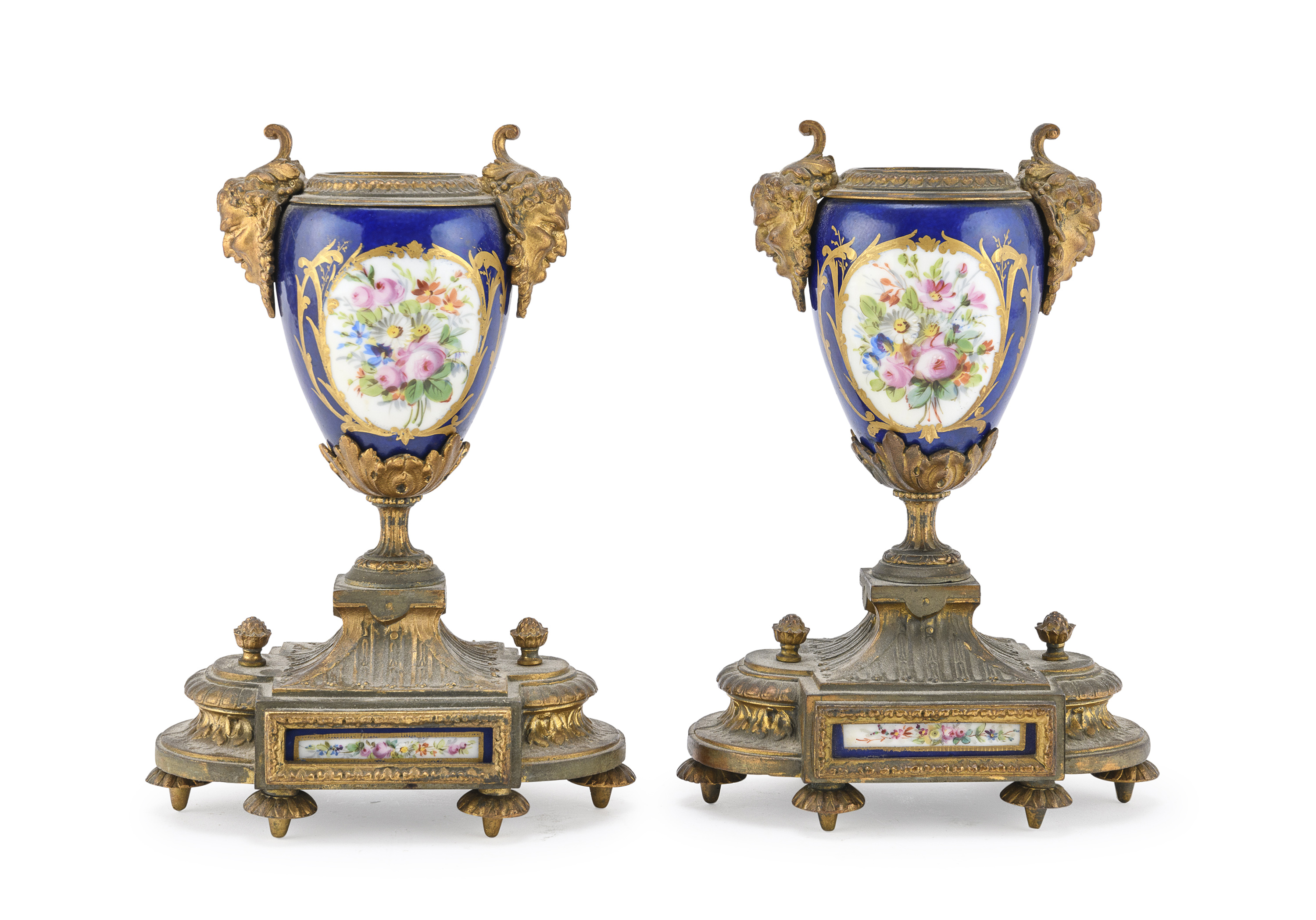 PAIR OF PORCELAIN AND BRONZE VASES 19th CENTURY FRANCE