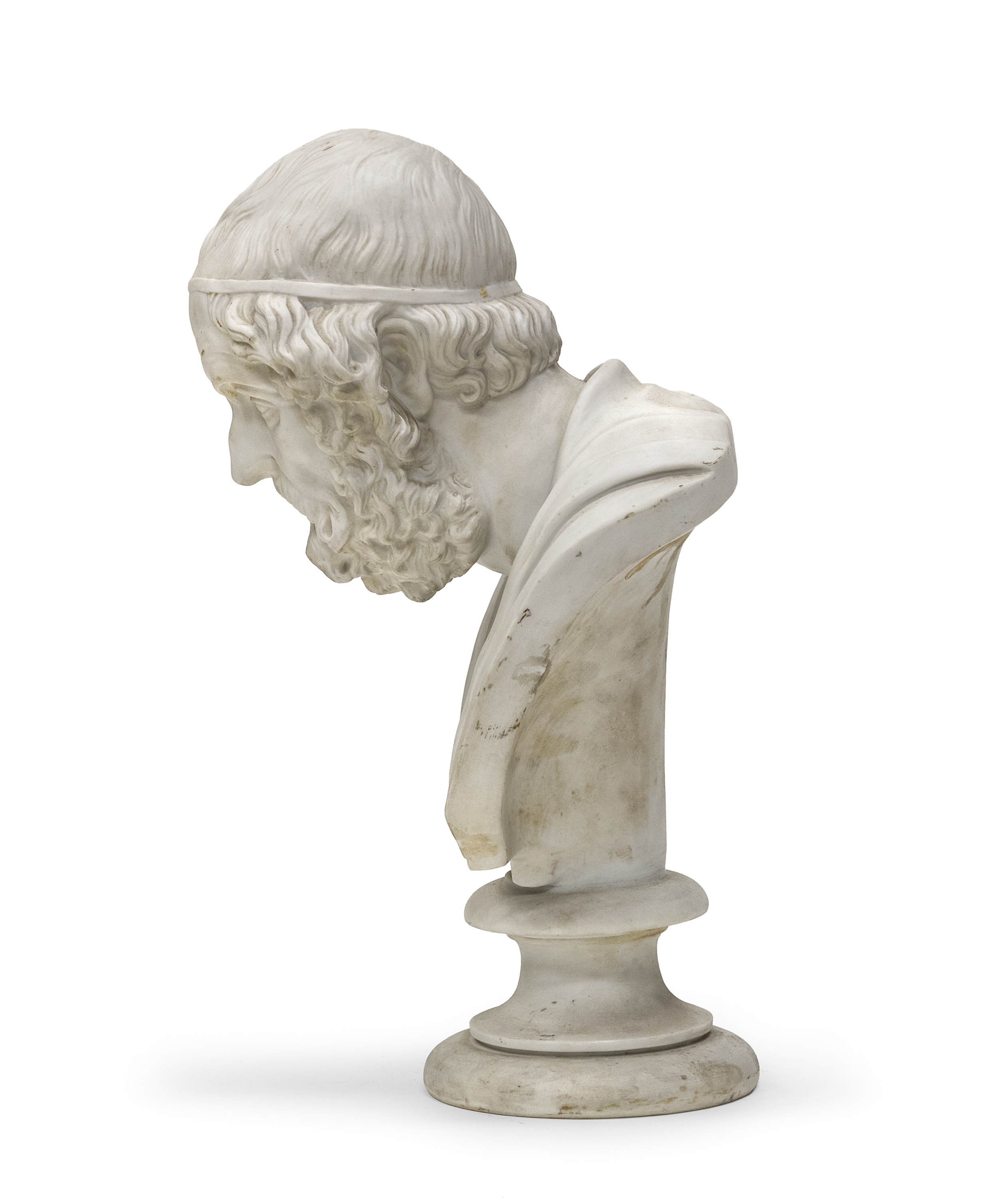 BISCUIT BUST OF HOMER PROBABLY NAPLES 19TH CENTURY - Image 2 of 2