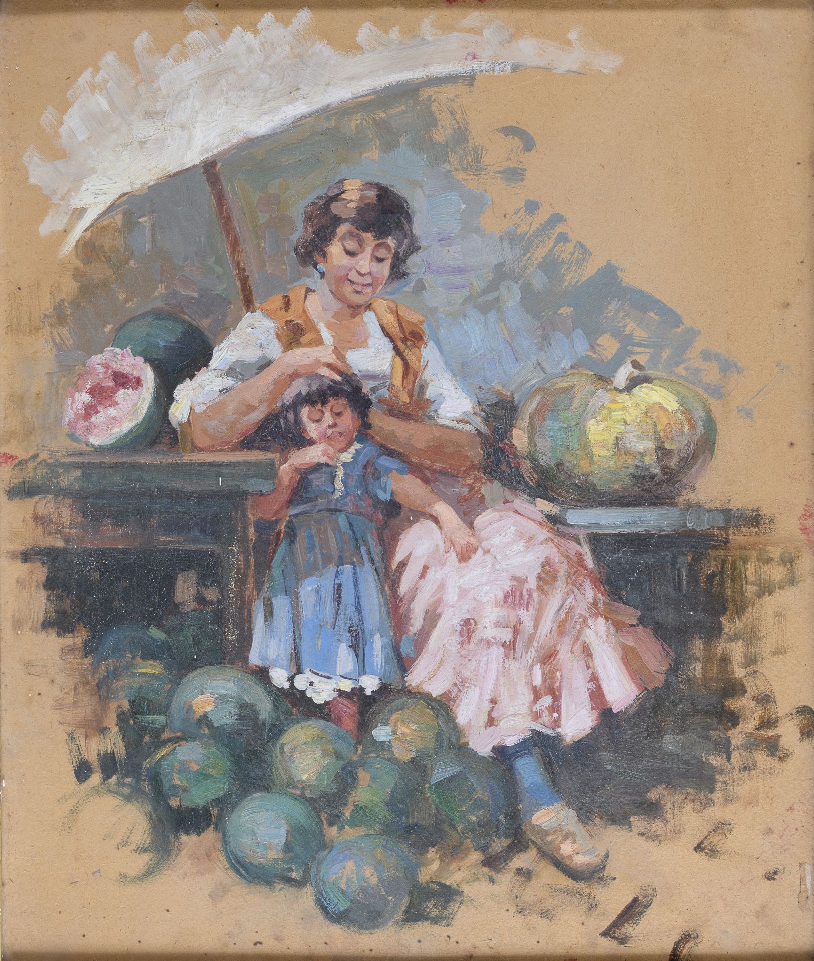 NEAPOLITAN OIL PAINTING END OF THE 19TH CENTURY