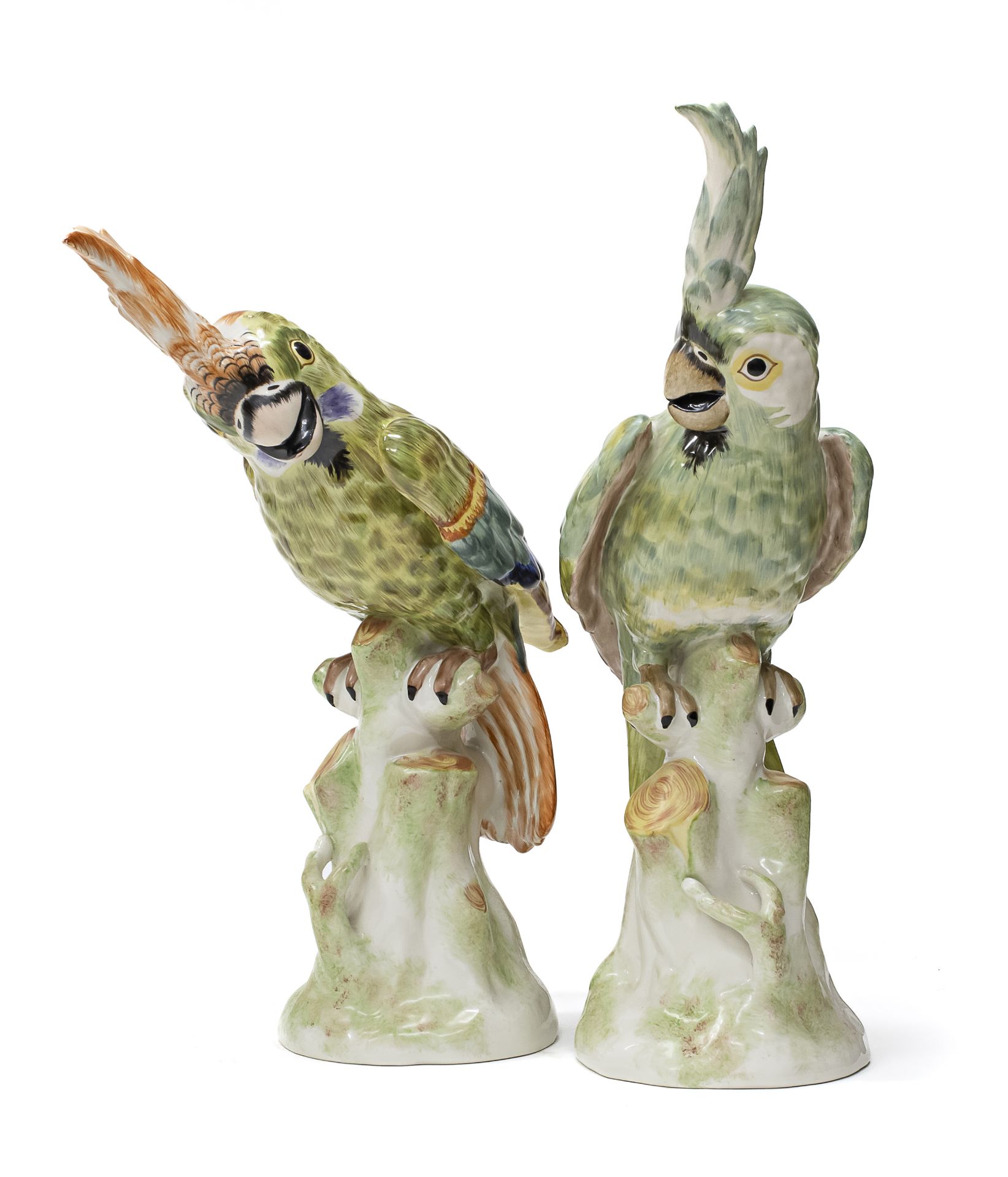 PAIR OF PORCELAIN PARROTS PROBABLY GERMANY EARLY 20TH CENTURY
