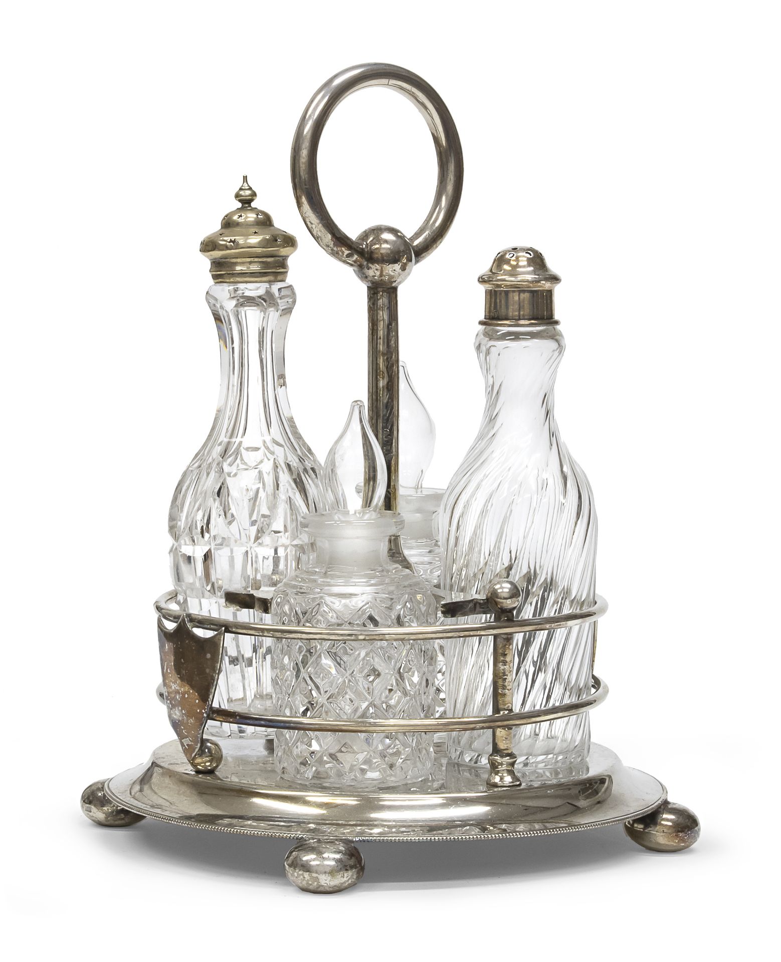 OLD SHEFFIELD OIL CRUET ENGLAND EARLY 20TH CENTURY