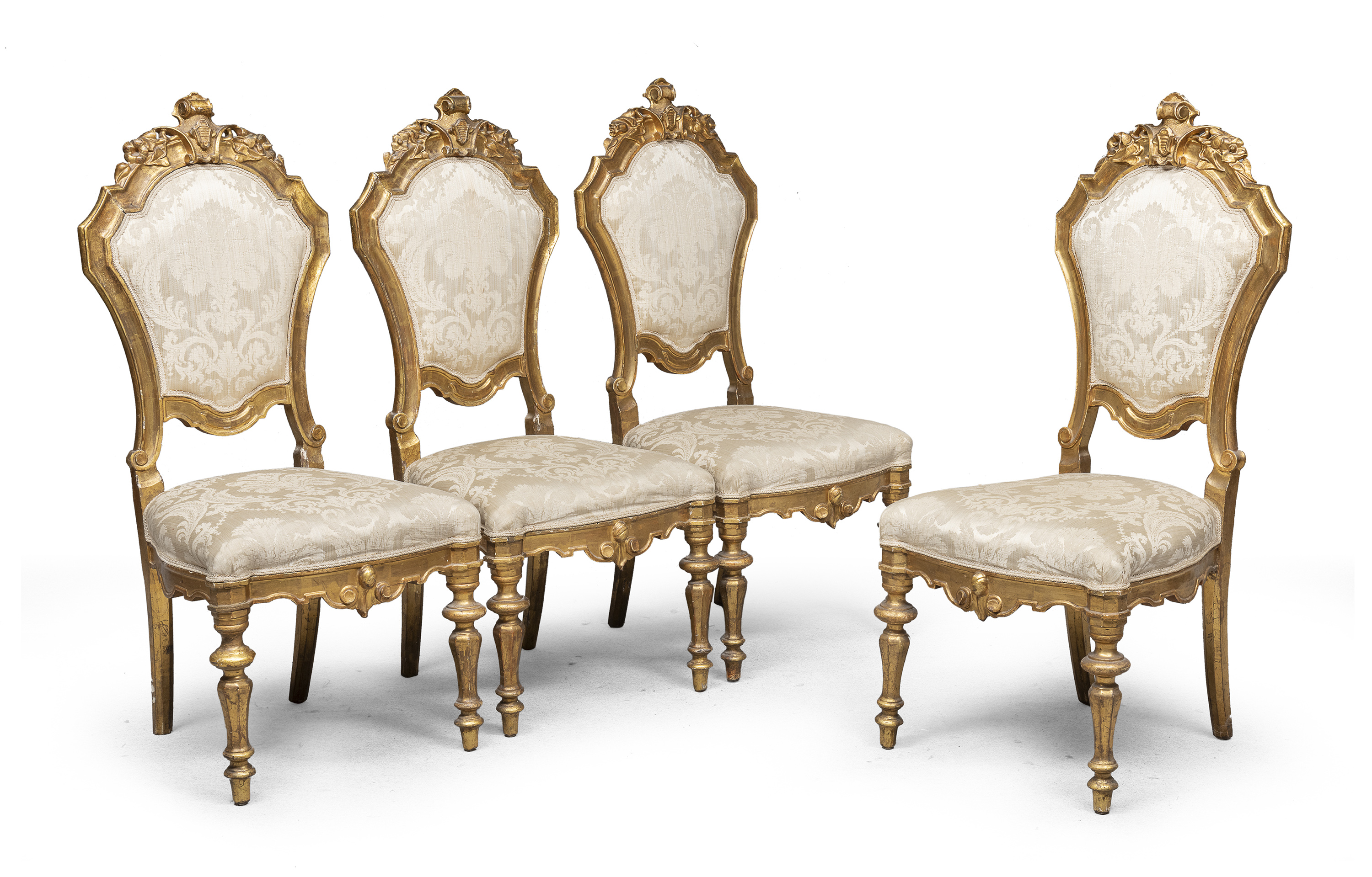 FOUR GILTWOOD CHAIRS LOMBARDY 19TH CENTURY