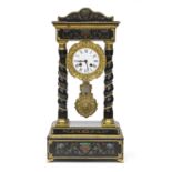 BEAUTIFUL EBONY CLOCK FRANCE 19TH CENTURY