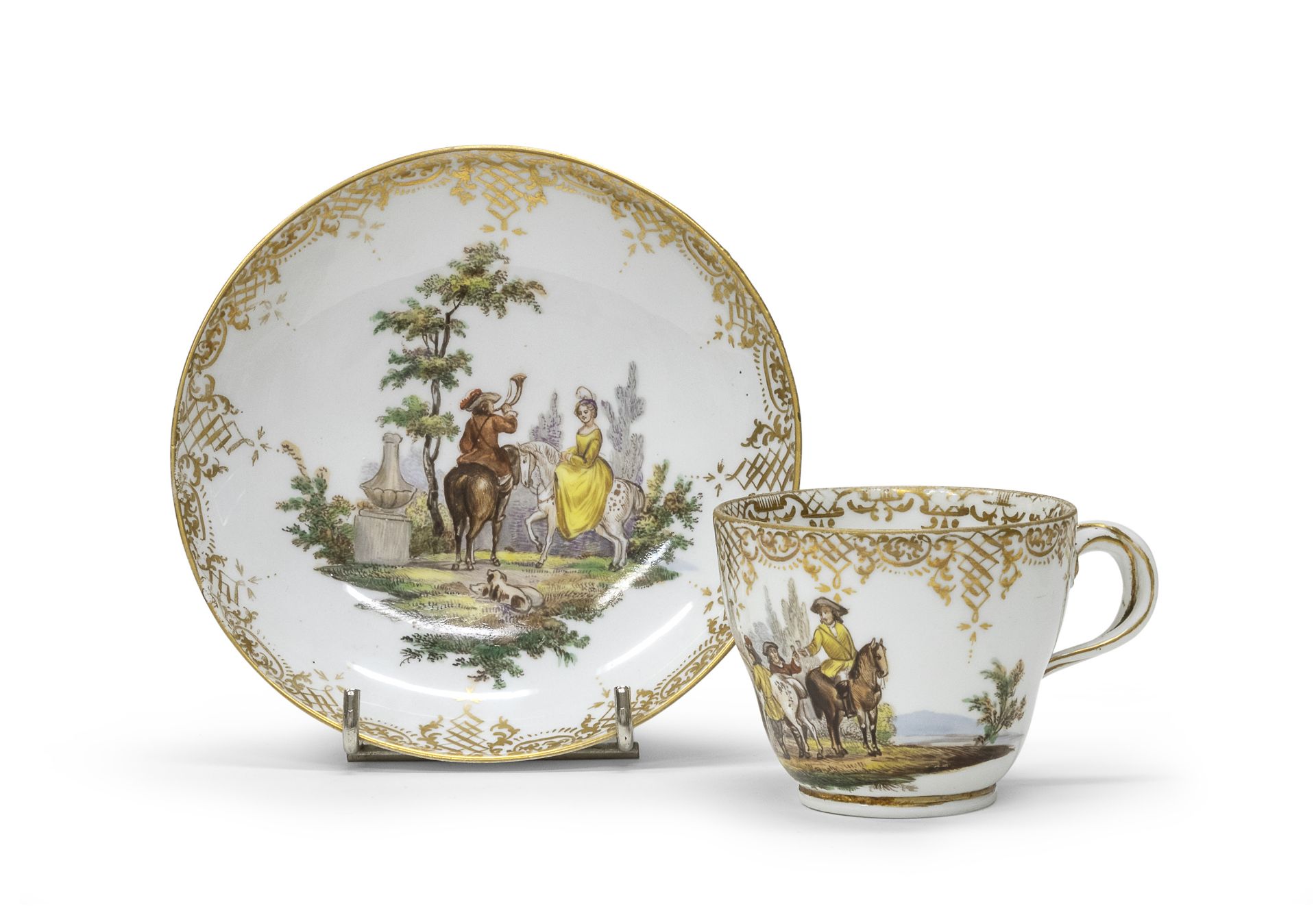 PORCELAIN CUP AND SAUCER MEISSEN MARCOLINI 18th CENTURY