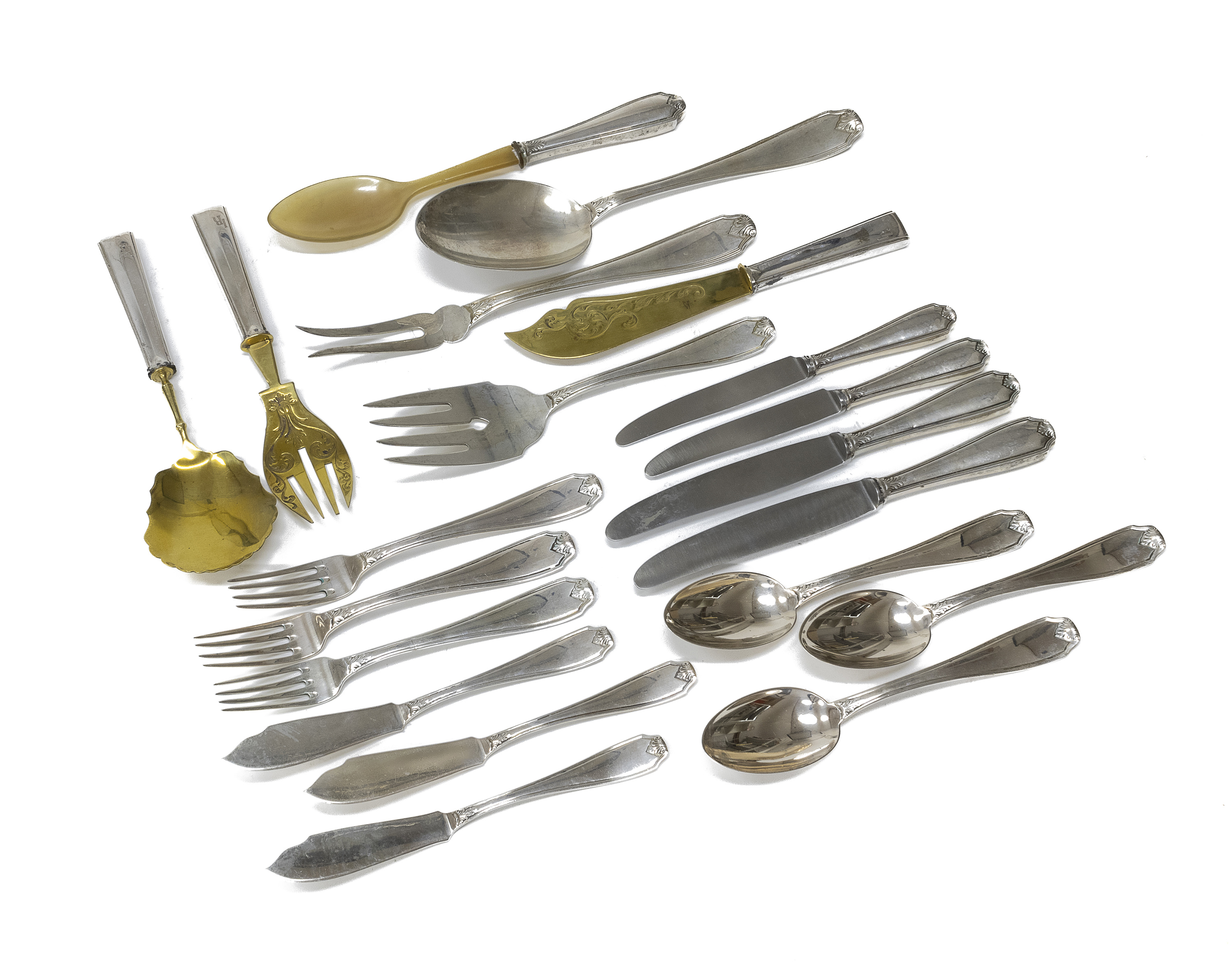 SILVER COMPOSITE CUTLERY SET BOLOGNA 1944/1968 AND VARIOUS