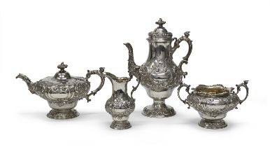 SILVER TEA AND COFFEE SET LONDON approx. 1850.