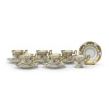 SIX PORCELAIN CUPS AND SAUCERS MEISSEN 20TH CENTURY