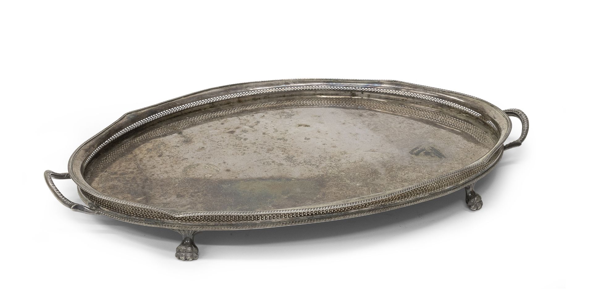 LARGE SILVER-PLATED TRAY EARLY 20TH CENTURY