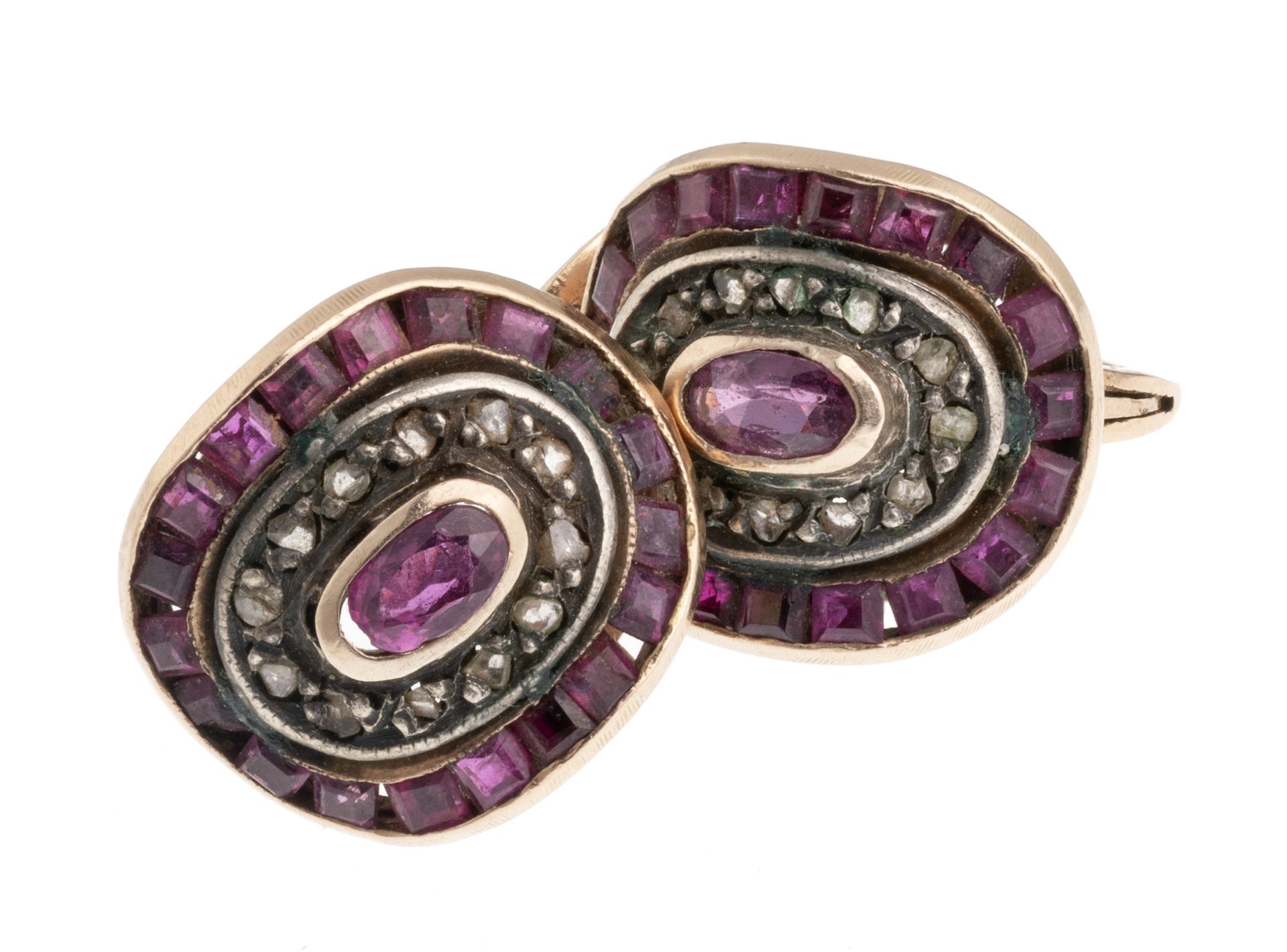 LOW GOLD EARRINGS WITH RUBIES AND DIAMONDS