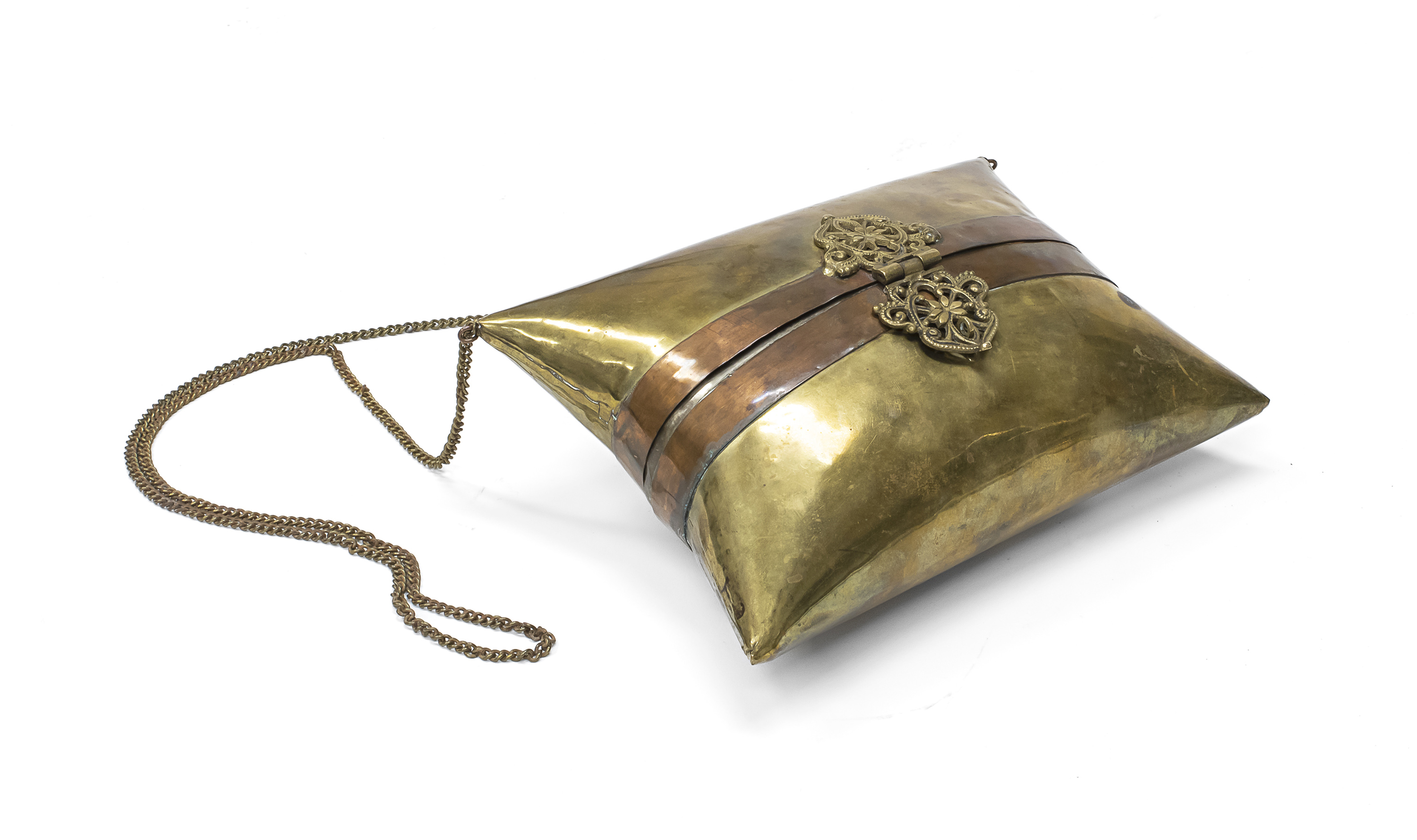 BRASS AND COPPER HANDBAG EARLY 20TH CENTURY