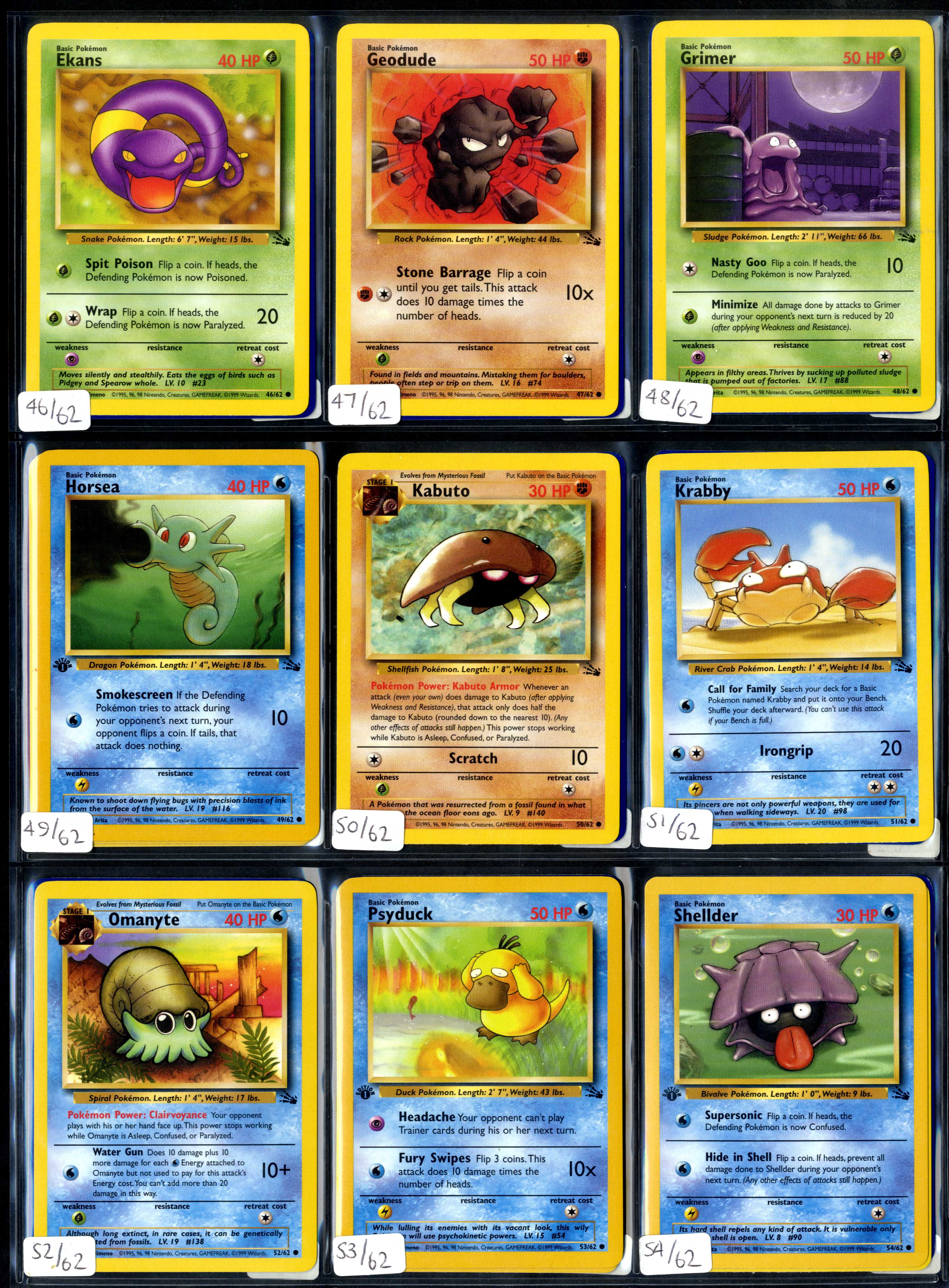 Pokemon TCG - Fossil 1st Ed/Unlimited - Complete Set 62/62 - Image 7 of 7
