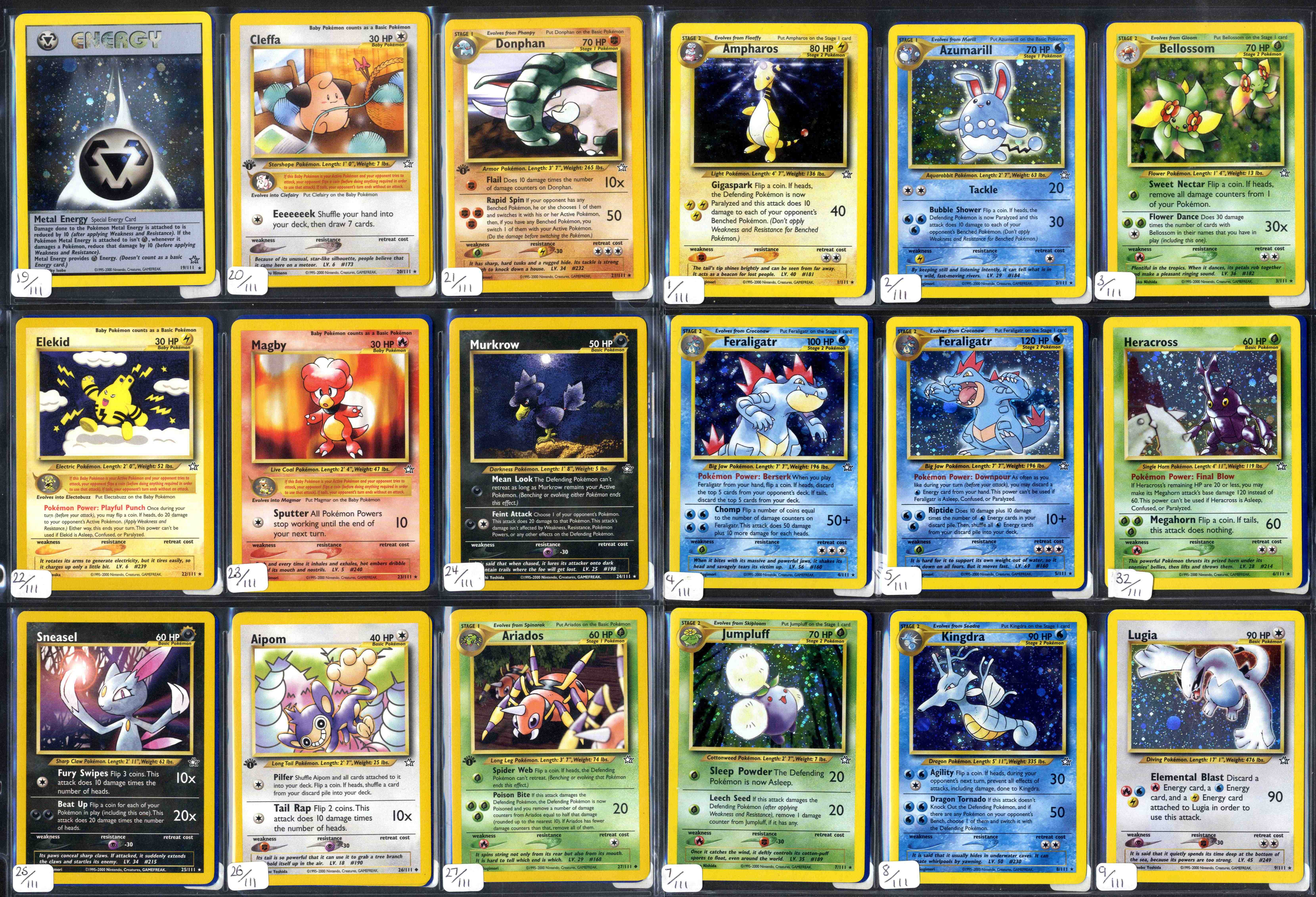 Pokemon TCG - Neo Genesis - 1st Edition/Unlimited - Complete Set 111/111 - Image 3 of 9