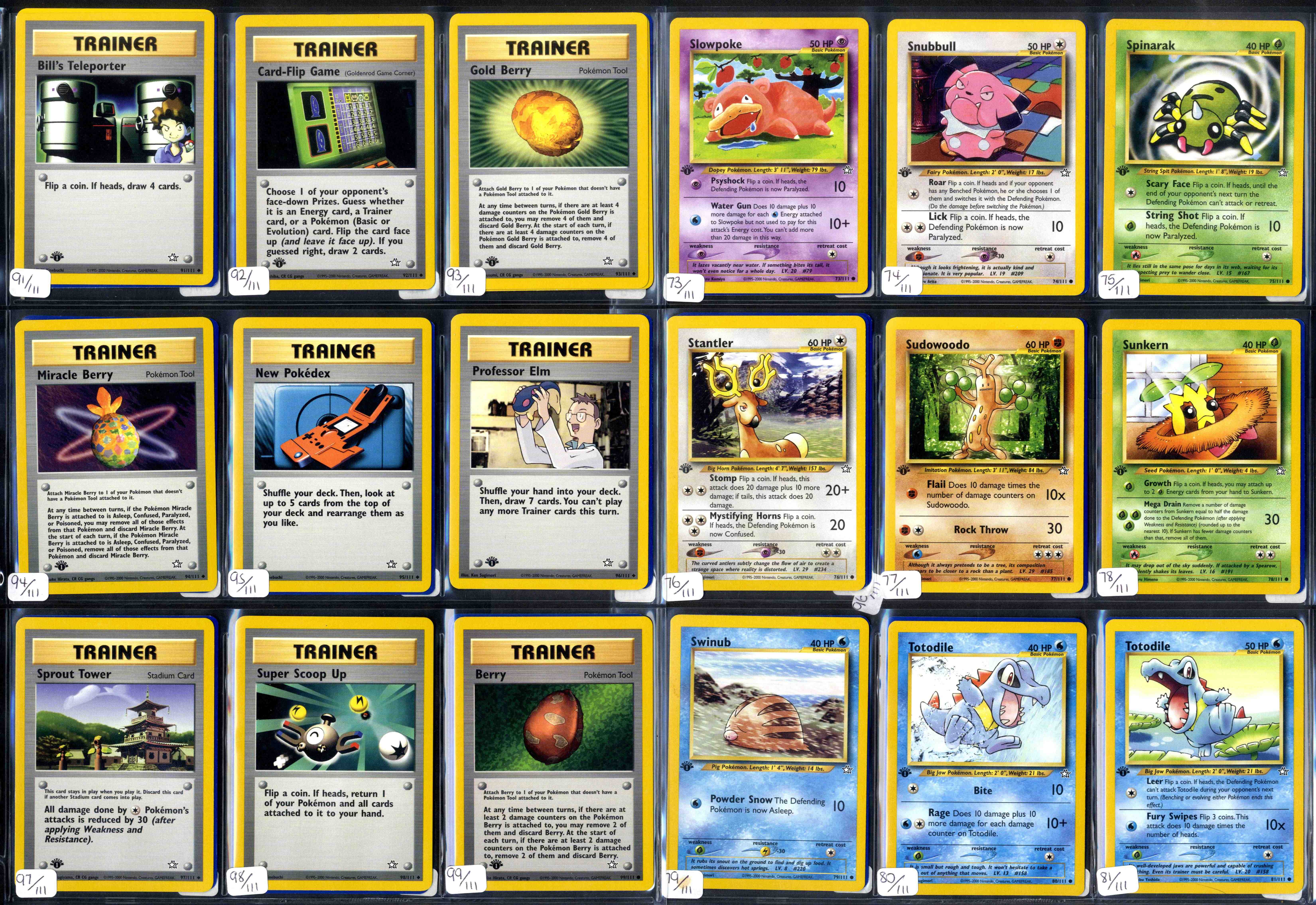 Pokemon TCG - Neo Genesis - 1st Edition/Unlimited - Complete Set 111/111 - Image 7 of 9