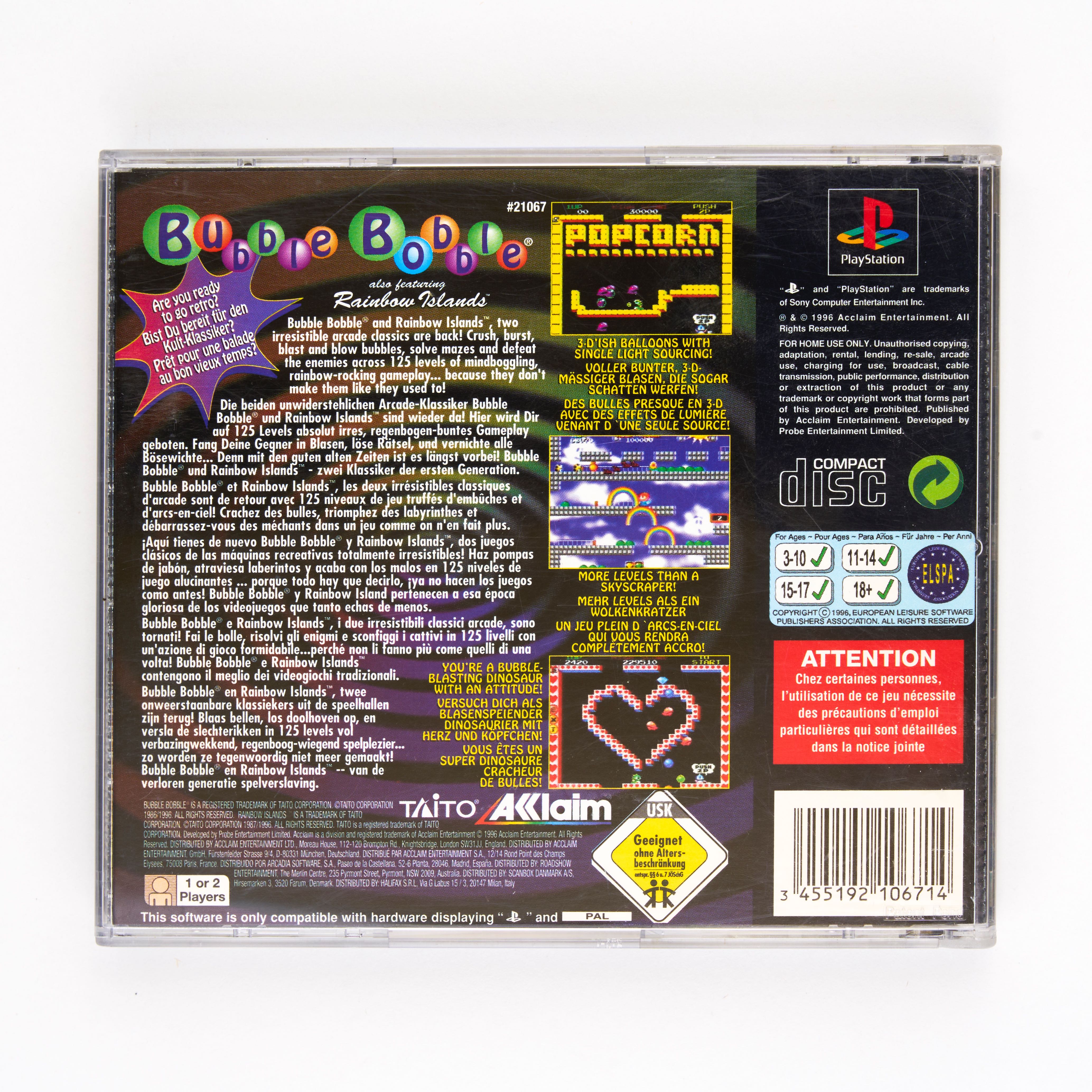 Sony - Bubble Bobble Featuring Rainbow Islands PAL - Playstation - Incomplete - Image 2 of 2
