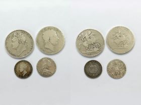 GEORGIAN SHILLING & CROWNS ETC.