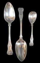 Three William IV Kings pattern spoons, comprising two large table spoons, Morris & Michael