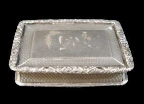 A Victorian vesta case, with foliate and scroll border, hinged lid, parcel gilt interior, R & B,