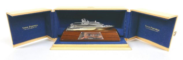 A Theo Fennell silver desktop model of a yacht, 'Lady Moura', which was originally owned by Saudi