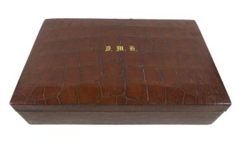 Property of a Gentleman: a good quality crocodile leather attache case, with a fitted interior and