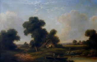 Patrick Nasmyth (British, 1787-1831): pastoral scene oil on canvas, signed, 49 by 75cm, framed, 67