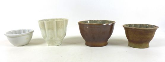 Four 19th century and later stoneware jelly moulds, largest 12cm high. (4) Chip to Shelley mould