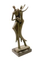 Milo (20th century): a bronze sculpture of a dancing couple, cast signature and mark for Talas
