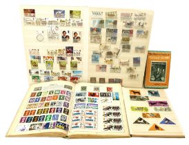 Three albums of assorted GB and World stamps, including Triumph Stamp Album, includes Charles and