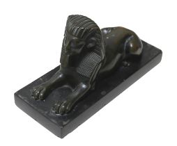 A 19th century grand tour style bronze of sphinx, unsigned, raised upon a marble plinth, 20.3 by 8.2