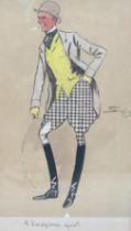 Charles "Snaffles" Johnson Payne (British, 1884–1967): 'A Horseyman Afoot', coloured print with