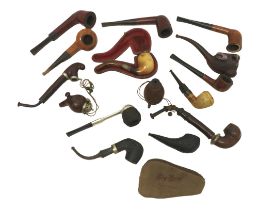 A quantity of miscellaneous pipes, including WWII military trench art example engraved West Front