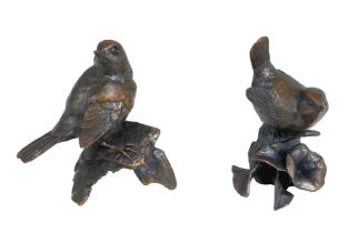 Michael Simpson (British, 20th/21st century): two small bronze wren sculptures, one numbered 125/