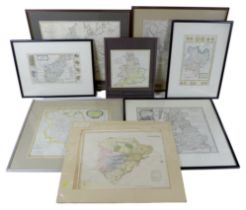 A collection of antique maps, comprising 'Western part of the Roman Empire', 47 by 40cm, glazed