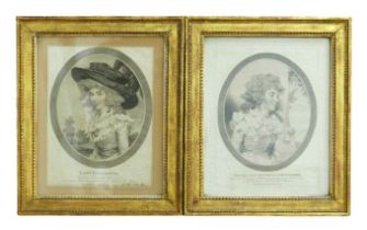 A pair of Bartolozzi engravings Lady Duncannon and her Grace"Dutchess" of Devonshire in gilt frames,
