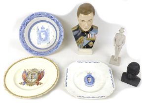 A collection of six Edward VIII commemorative wares, including a Bryan Baker bisque figurine 'Our