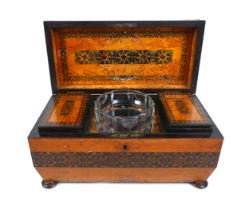 A 19th Century Tunbridge Ware rosewood country House tea caddy, replacement bowl, 32 by 16 by 17cm