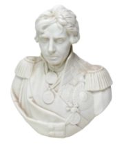 A Copeland parian ware bust of Admiral Nelson (1758-1805), 25cm high. Provenance: Privately owned,