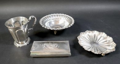 Four pieces of 19th century and later silver, including a Victorian Christening cup, with single