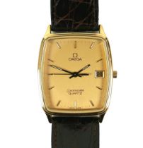 A vintage Omega Seamaster Quartz gold plated gentleman's wristwatch, circa 1980s, rounded