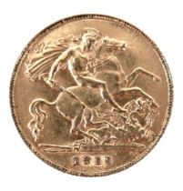 An Edward VII gold half sovereign, 1911.