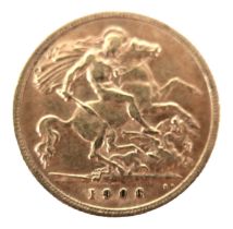 An Edward VII gold half sovereign, 1906.