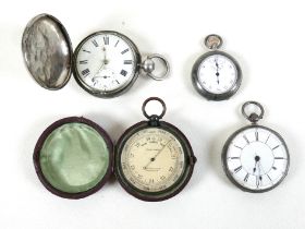 Two 19th century silver cased pocket watches, a full hunter and an open faced watch, both with Roman