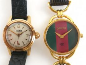 Two ladies wristwatches, comprising a gold cased Vulcan Grand Prix watch, part Arabic dial