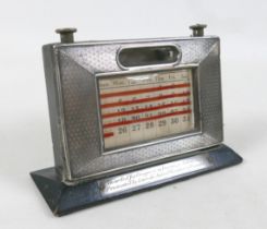 A silver mounted presentation desk calendar, presented by Lincoln Junior Chamber of Commerce, W J