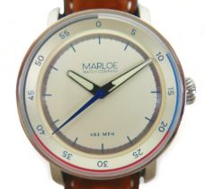 A Marloe Eyre stainless steel cased wristwatch, with '403 MPH World record British Design Donald