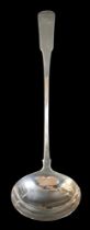 A George III Scottish silver ladle, terminal engraved, Edinburgh 1782, 6.05toz, 35cm long.