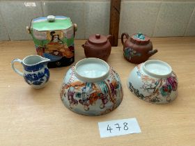 Chinese tea pots, bowls etc